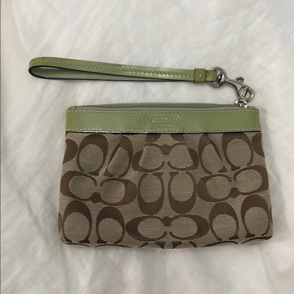 Coach Brown and Green Wristlet